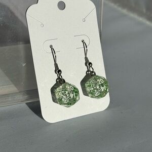 Green D20 Dice Earrings